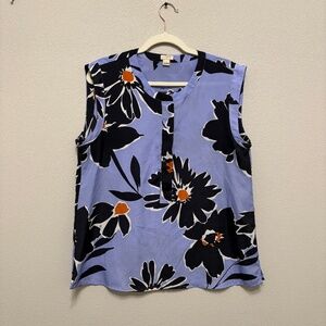 J. Crew Factory Light Blue Floral Sleeveless Top - 12